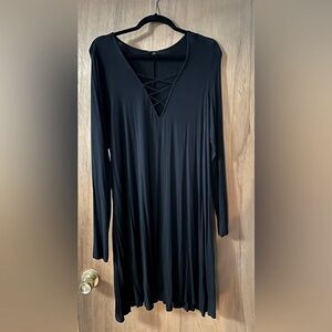 Express Black Long Sleeve V-Neck Dress